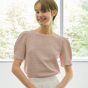 [올리브데올리브]와플조직 스트라이프 퍼프 티셔츠 (OH5XE488)