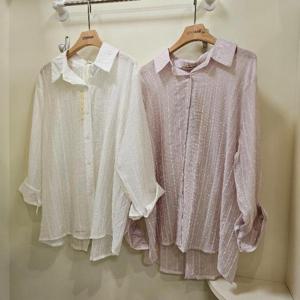 스테파니 HC07 도트 뒷트임  리본 포인트 남방 N25SH5226