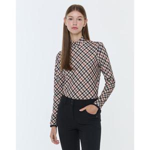 닥스 골프 여성 24FW 가격인하스테디셀러레터 로고 체크넥 긴팔티셔츠 (BEIGE) WNTS4D903I2