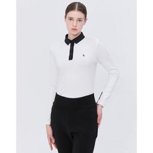 헤지스 골프 여성 24FW 가격인하스테디셀러카라 블럭 긴팔 폴로티셔츠 (WHITE) WWTS4D901WT