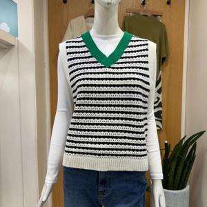 클리지 DP01 브이넥 스트라이프 조끼 니트 CP7WKV07