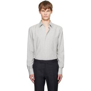 26 SS 톰포드 남성 그레이 캐시미어 멜란지 플루이드 핏 셔츠 252076M192006