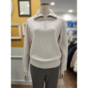 BCBG 세이브존01 하이넥 반집업 폴로 니트 B5DAK413