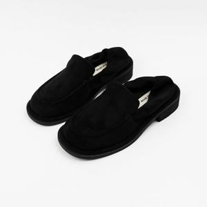 [신난다슈] 여성 로퍼 단화 3cm 여자 플랫 구두 바부슈 기모 스웨이드 밴딩 통굽 LM25787 블랙