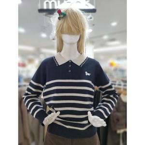 무자크 세이브존09 배색 단가라 멍이 니트티 MQ1WKT09