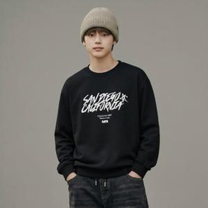 행텐틴즈 동백01 더블페이스 레터 맨투맨_블랙 14560-031-204-07-100