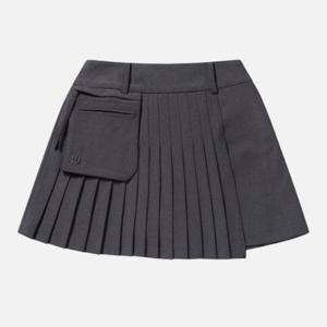 윌슨반바지 VQA W243002GSK92-MGR 여성 포켓 디테쳐블 플리츠 숏 스커트