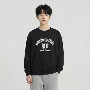 행텐틴즈 동백01 올드 잉글리쉬 프론트 빅 그래픽 맨투맨_블랙 14560-031-212-07-100