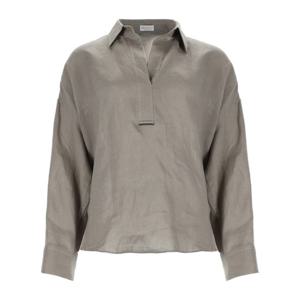 브루넬로쿠치넬리 브이넥 플라켓 리넨 셔츠 MA698MQ705 C1063