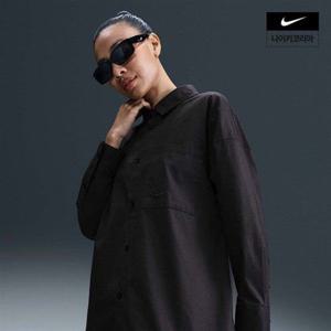 나이키 우먼스 스포츠웨어 칠 포플린 루즈 긴팔 버튼업 탑 HJ0716-010 321488
