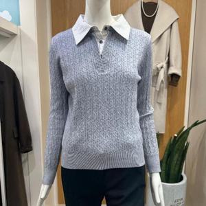 클리지 DP01 레이어드 셔츠 꽈배기 니트 CQ2WKT19