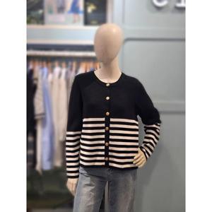클리지 세이브존03 클리지 라운드넥 스트라이프배색 가디건 ACP7WKC02QA