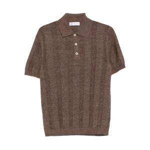 26SS 브루넬로 쿠치넬리 Linen 앤 코튼 와이드 Rib 니트 폴로 M2L707815CNO22 TP572017468