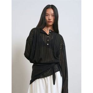 제너럴아이디어 시스루 헨리넥 풀오버 [BLACK] GF1LKP514 382903