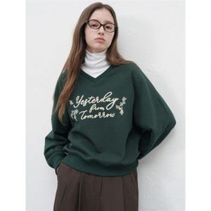 제너럴아이디어 레터링 브이넥 맨투맨 [GREEN] WBE3L02513 383562