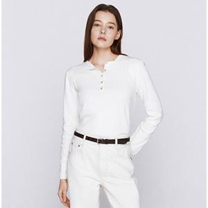 [지오다노] 여성 헨리넥 비스코스 무지 슬리브 니트 356513