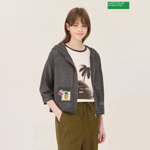 베네통 메쉬 자카드 크롭 니트 가디건 BAKCA5631