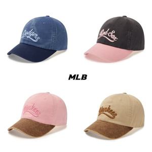 [엠엘비] 엠엘비 바시티 빈티지 컬시브 배색 언스트럭쳐 볼캡(3ACPVL74N) 3ACPVL74N