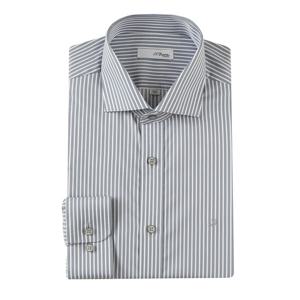 [듀퐁셔츠] 24년 FW 신상 슬림핏 면100 스트라이프 긴팔셔츠 -SE4FM21LS319SGY(그레이) SE4FM21LS319