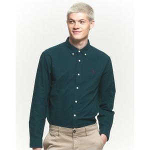 헤지스 남성 24FW 클리어런스다크그린 솔리드 옥스포드 셔츠 HZSH4C101E3