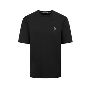 헤지스 남성 25SS 블랙 단색 면혼방 반팔티셔츠 WHTS5B511BK