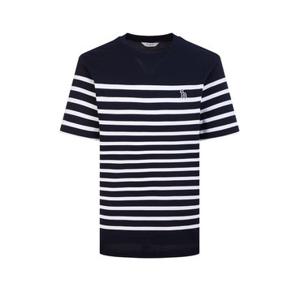 헤지스 남성 25SS 스테디셀러 네이비 스트라이프 면 반팔티셔츠 WHTS5B546N2