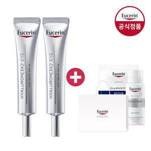 유세린 하이알루론 3X 아이크림 15ml 2개 (증)마스크팩 1매+미스트 50ml+선크림 5ml