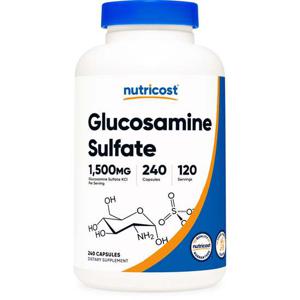 뉴트리코스트 글루코사민 설페이트 보충제 750mg, 240 캡슐 (1회 제공량당 1500mg)