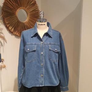 르피타 HC06 크롭 포켓 데님 셔츠(라이트 블루) L255BSH203