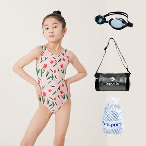 TS스포츠 여아수영복 원피스 여아동 고급세트 G-SWEETY-튤립