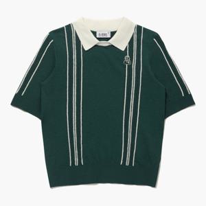 [먼싱웨어][37%OFF]여성 스트라이프 반팔 스웨터 딥그린(MQ222PSW41)