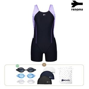 [레노마수영복]여아골지X백3부반신수영복수경수모세트 GS2F864SET_BK