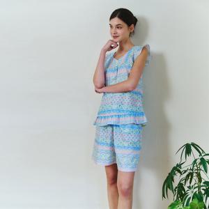 비너스 시원한 피팅감 레이온 비치 프린트 여성 실내복 상의 VEV3936F