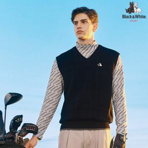 [블랙앤화이트]남성 체크 변형 조직 베스트 2005GBVW_BLACK