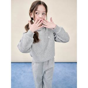 [빈폴키즈]여아 베이직 기모 후드 스웨트 상하 세트 - 그레이 (B