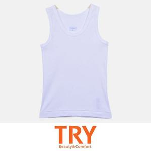 (트라이) 면 100 고급 순면 소재 백색 남아동 런닝