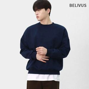 빌리버스 남자 오버핏 무지 쭈리 맨투맨 BROV013