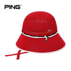 [PING] 여성 스트링 배색 고착사 니트 보닛 버킷햇