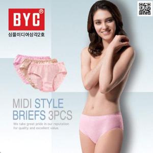 팬티 BYC 여성 심플 미디 3매입 삼각팬티 DOLL7595