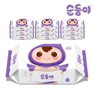 [순둥이]프리미엄 엠보싱 물티슈 캡 70매 10팩(65g) EC-01