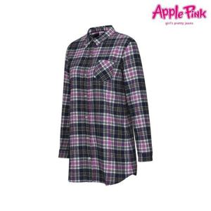 [애플핑크]체크 롱 셔츠 (APK1O507GSX)