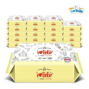 [아이러브베베]옐로우 120매 20팩 리필형 아기물티슈