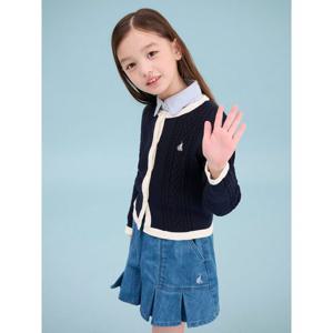 [빈폴키즈] [Essential] 여아 면 변형 케이블 카디건 네이비 (BI515AGE2R)