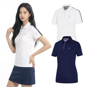 비티알 여성 골프웨어 여름 반팔 카라 흰색 티셔츠 BSC496RT3W