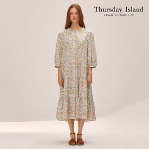[Thursday Island] 레이스 블록 티어드 원피스 (T224MOP258W)