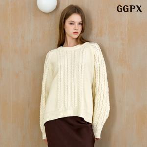 GGPX 꽈배기 패턴 라운드넥 레글런 니트 (GPDKT041D)