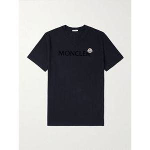 몽클레어 플록 로고 코튼 티셔츠 8C00036 8390T 778 DARK NAVY D