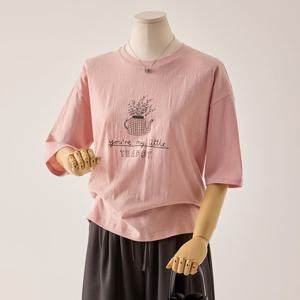 [커스텀에이블] 드로잉 프린트 7부 티셔츠_T2602TS026A