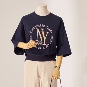 [커스텀에이블] NY자수 세미크롭 7부 맨투맨_T2602TS029A