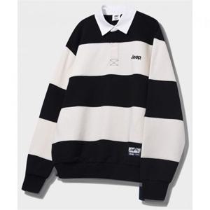 지프 JEEP 레트로 마운틴 1941 스트라이프 카라 맨투맨 (JR5TSU825BK)